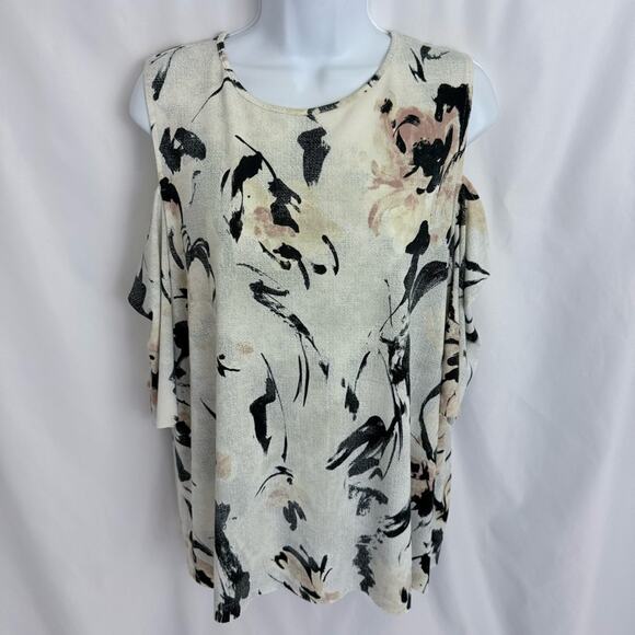 Worthington Open Shoulder Floral Blouse Size X-Large - Picture 1 of 10